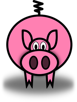 Cartoon Pig Black Background PNG Image