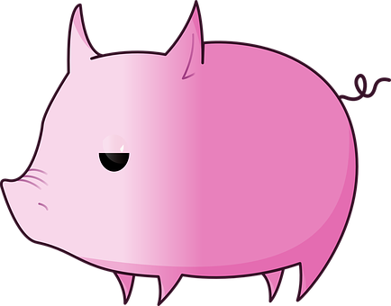 Cartoon Pig Side View PNG Image