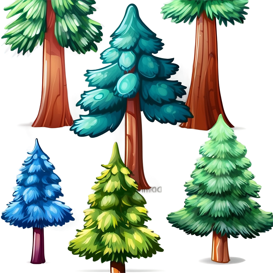 Cartoon Pine Trees Png Bvt74 PNG Image