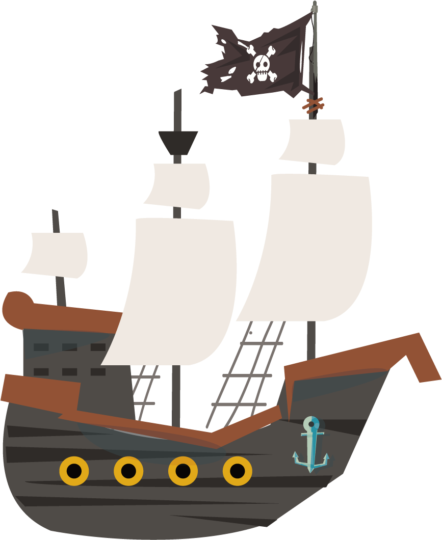 Cartoon Pirate Ship Illustration PNG Image