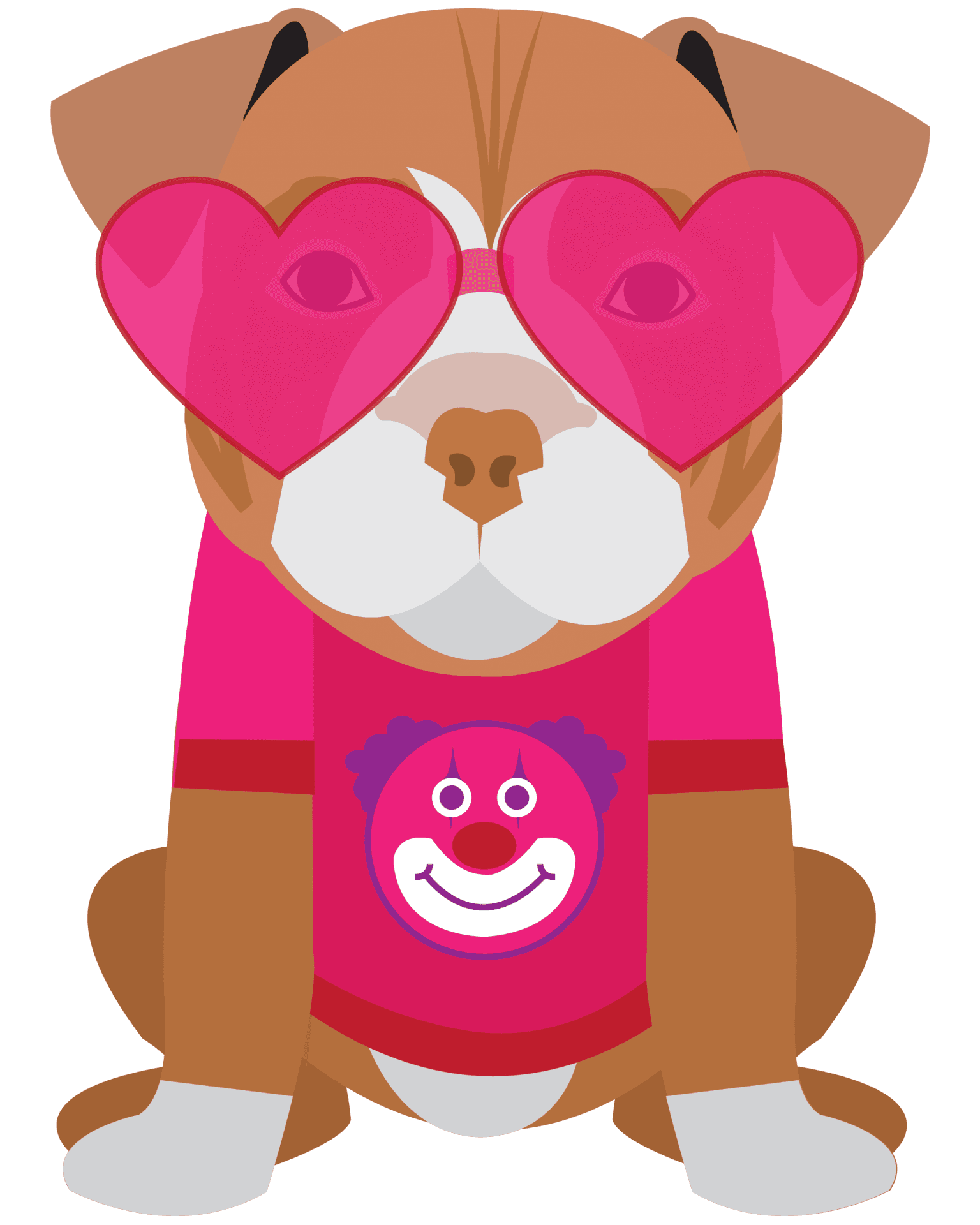 Cartoon Pitbullwith Heart Shaped Glasses PNG Image