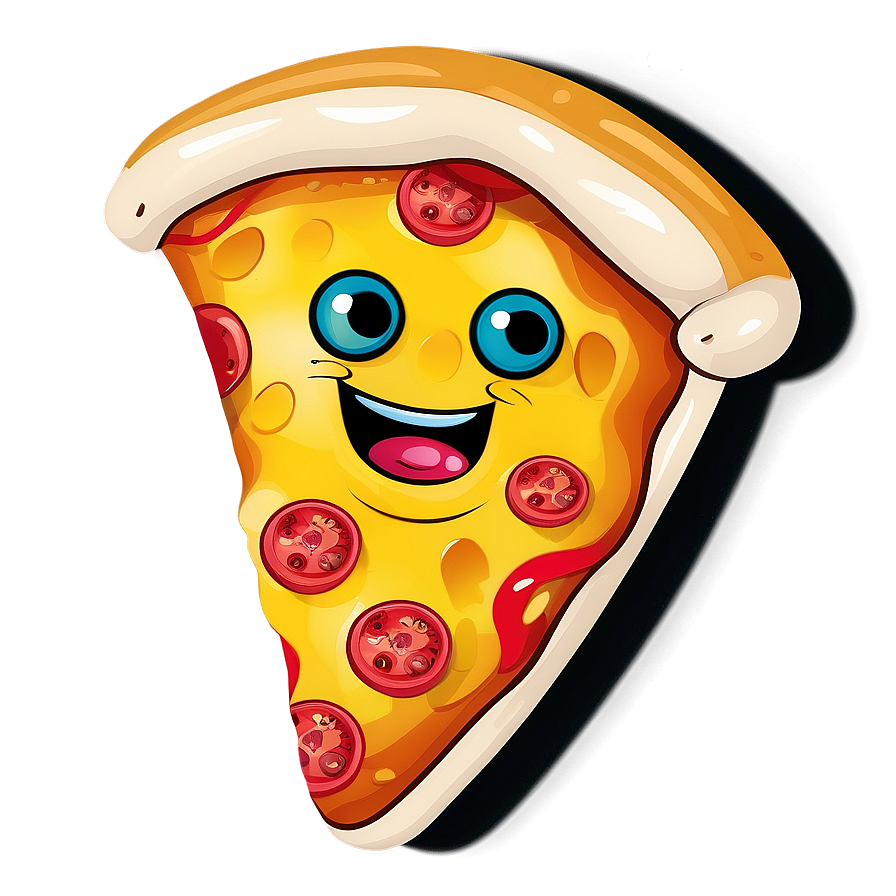 Cartoon Pizza With Face Png Qbu PNG Image