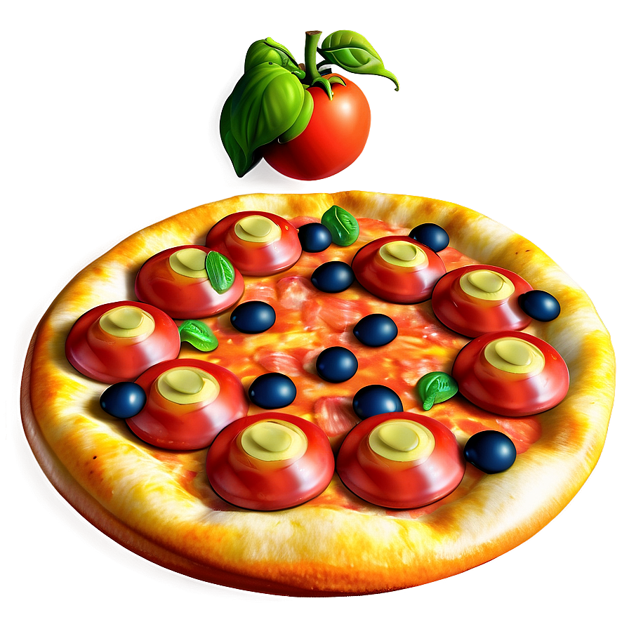 Cartoon Pizza With Tomato Png Ygx3 PNG Image