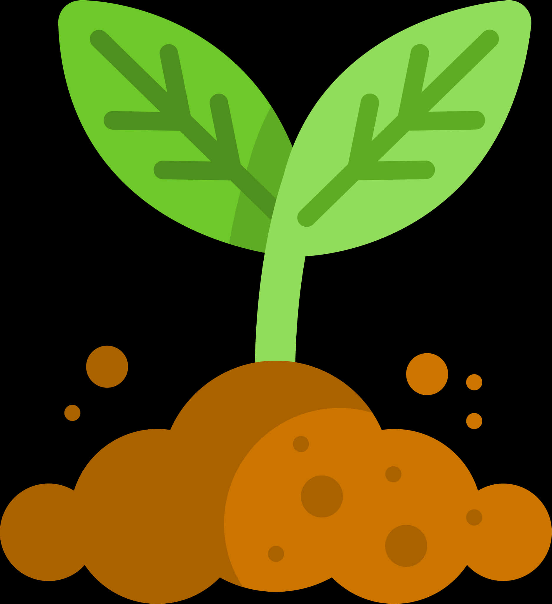 Cartoon Plant Growing From Soil PNG Image