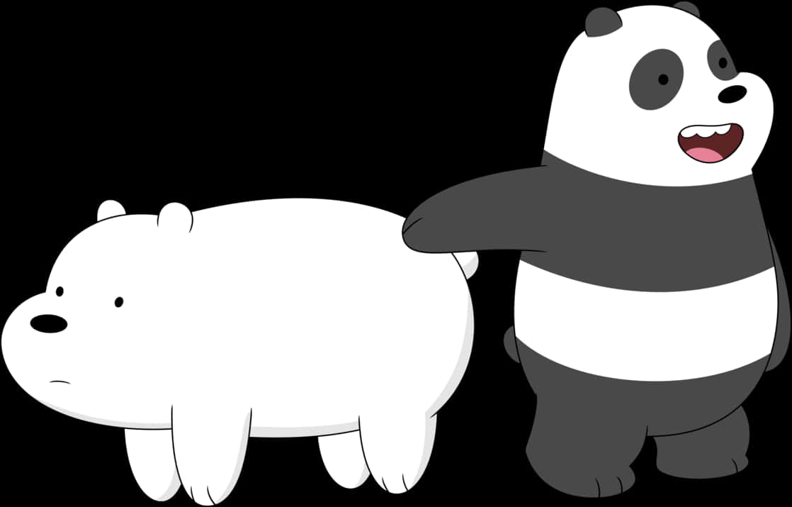 Cartoon Polar Bearand Panda PNG Image