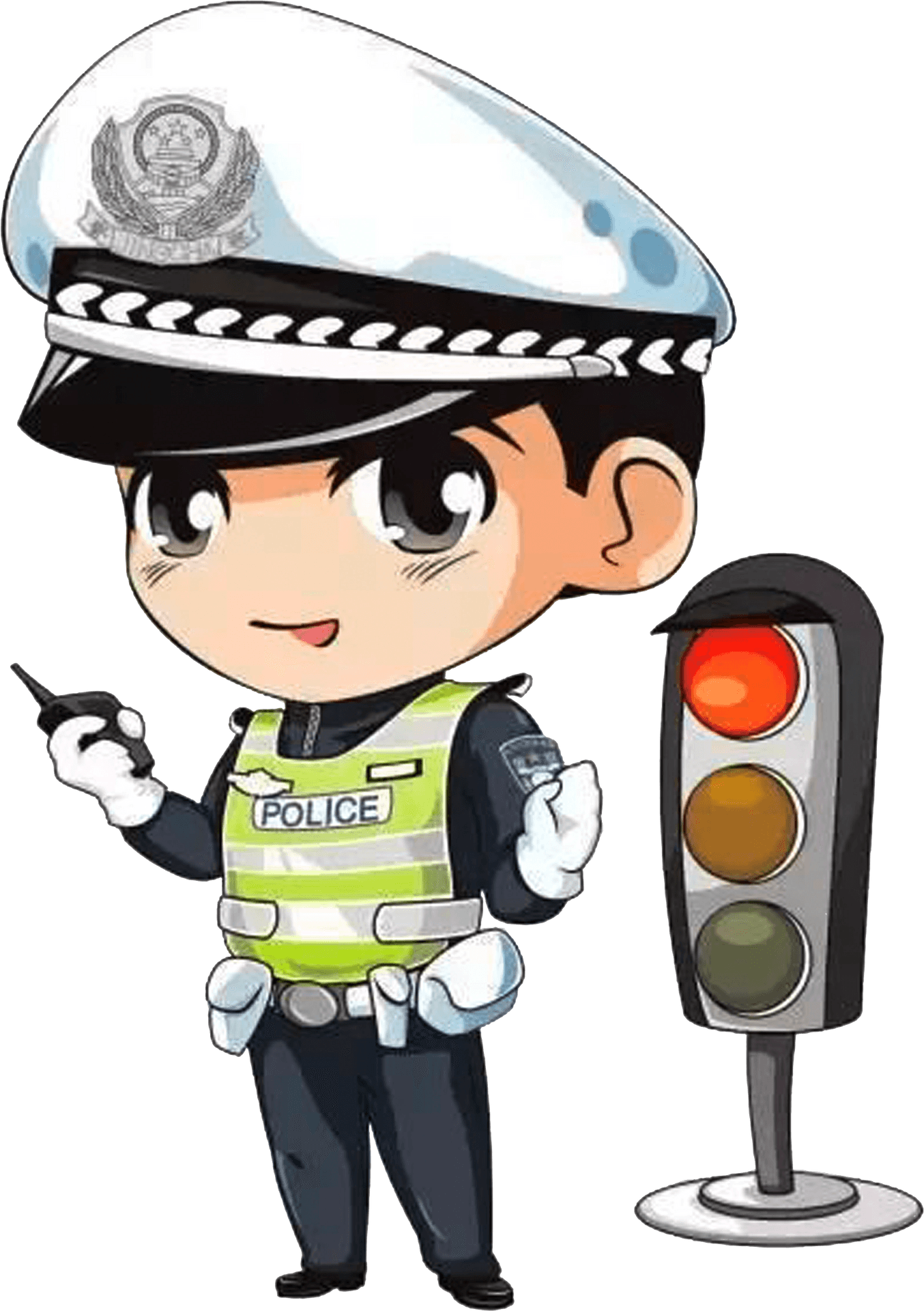 Cartoon Police Officer Traffic Control PNG Image