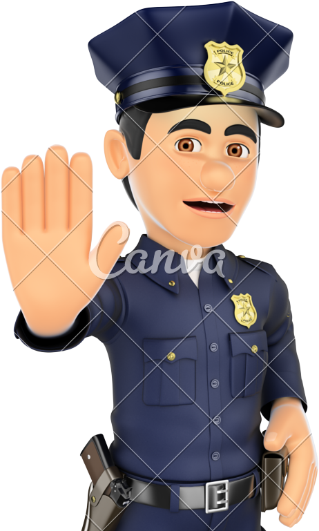 Cartoon Policeman Gesture Stop PNG Image