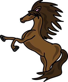 Cartoon Prancing Horse Black Background PNG Image