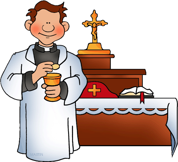 Cartoon Priest Performing Eucharist PNG Image