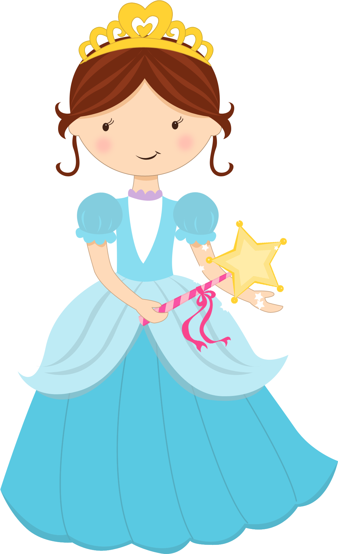 Cartoon Princess With Magic Wand PNG Image