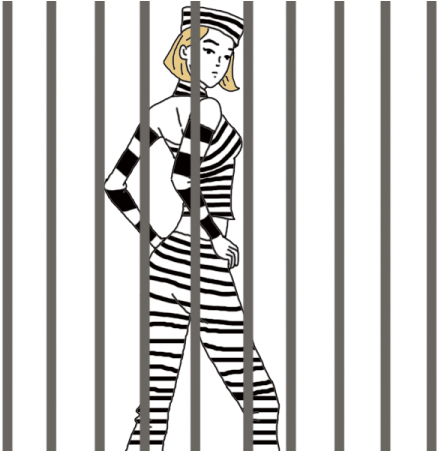 Cartoon Prisoner Behind Bars PNG Image