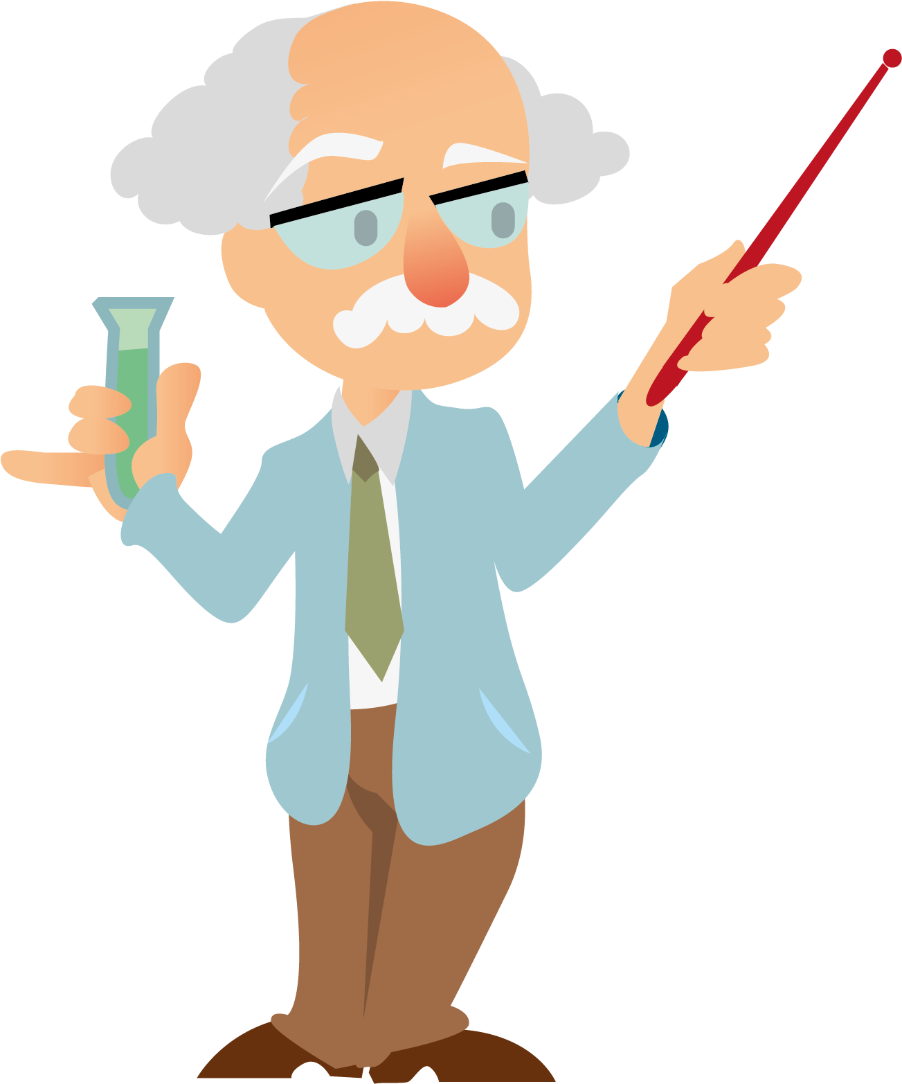 Cartoon Professorwith Pointerand Test Tube PNG Image