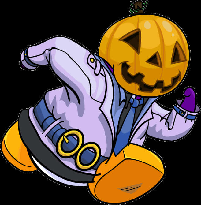 Cartoon Pumpkin Head Character PNG Image