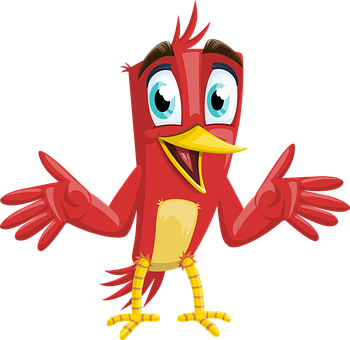 Cartoon Red Bird Character PNG Image