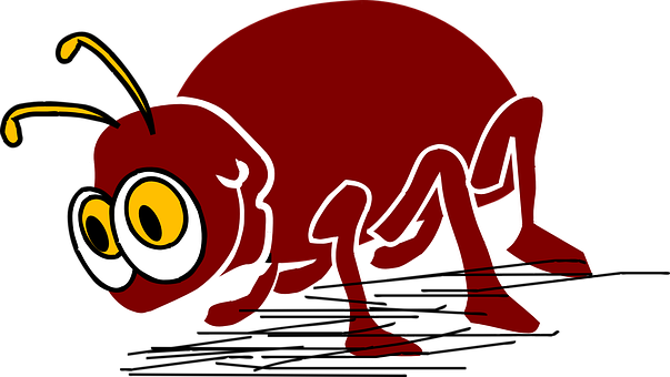 Cartoon Red Bug Character PNG Image