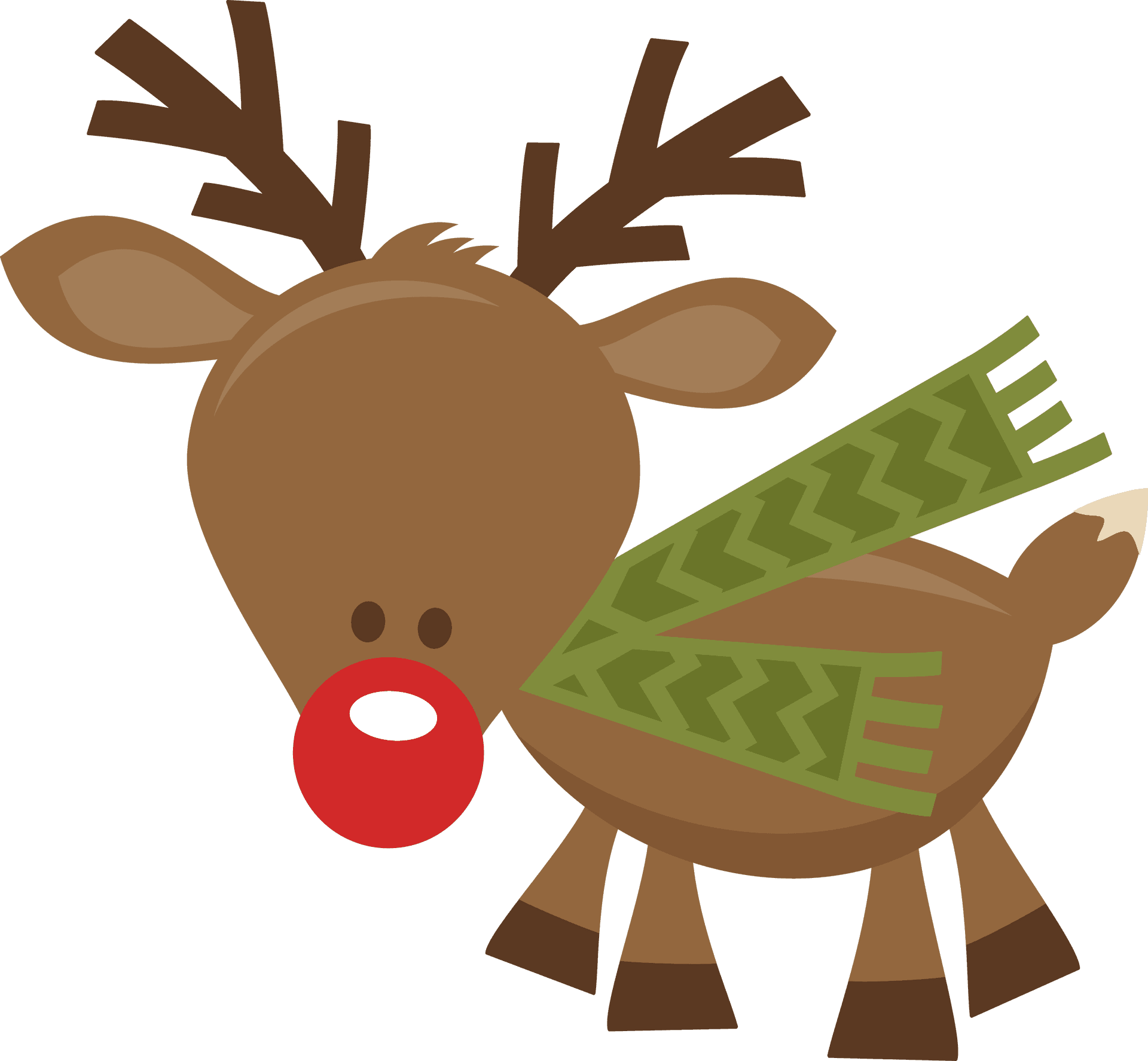 Cartoon Red Nosed Reindeer Graphic PNG Image