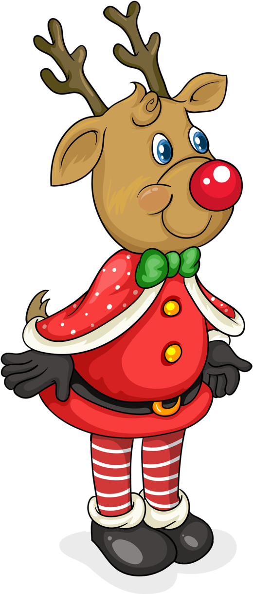 Cartoon Reindeerin Christmas Outfit PNG Image