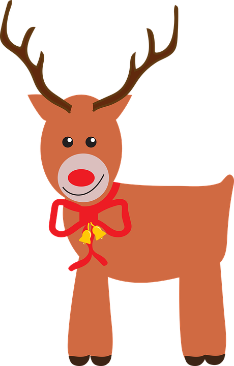 Cartoon Reindeerwith Red Noseand Bow PNG Image