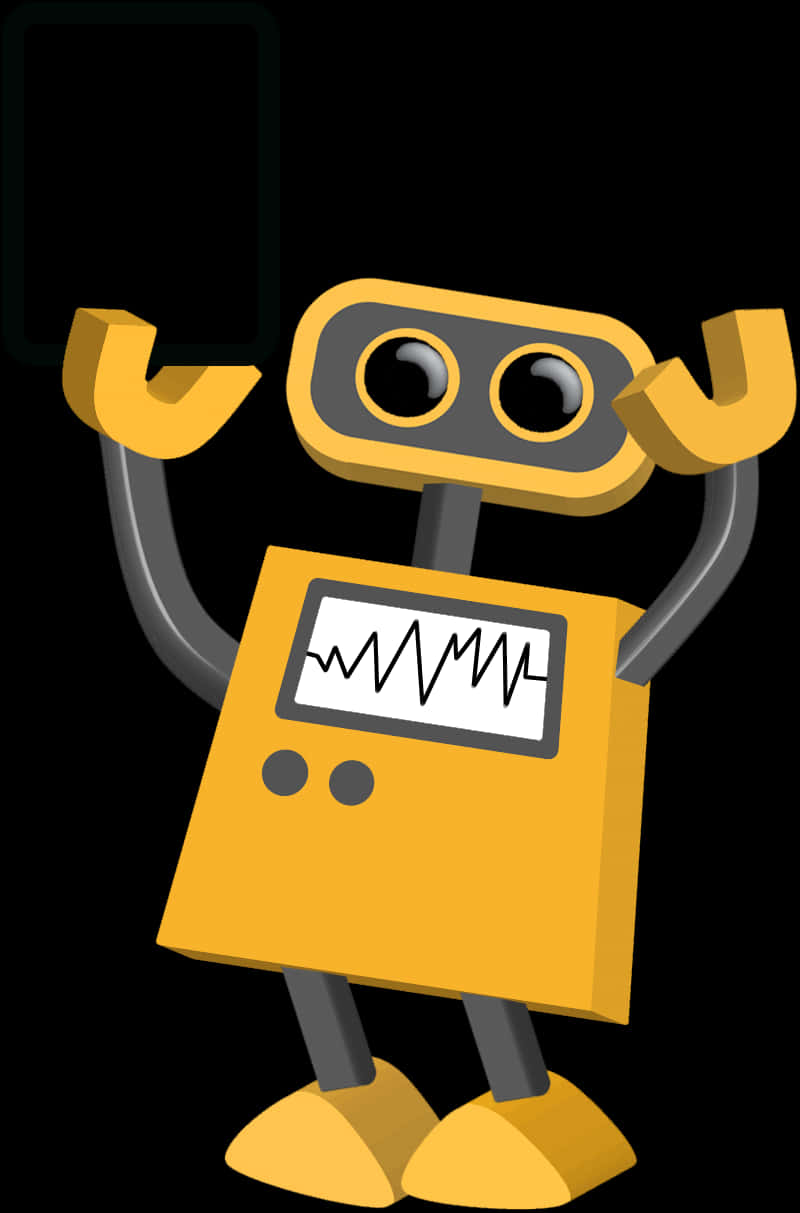 Cartoon Robot Holding Sign PNG Image