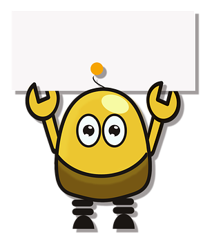 Cartoon Robot Holding Sign PNG Image