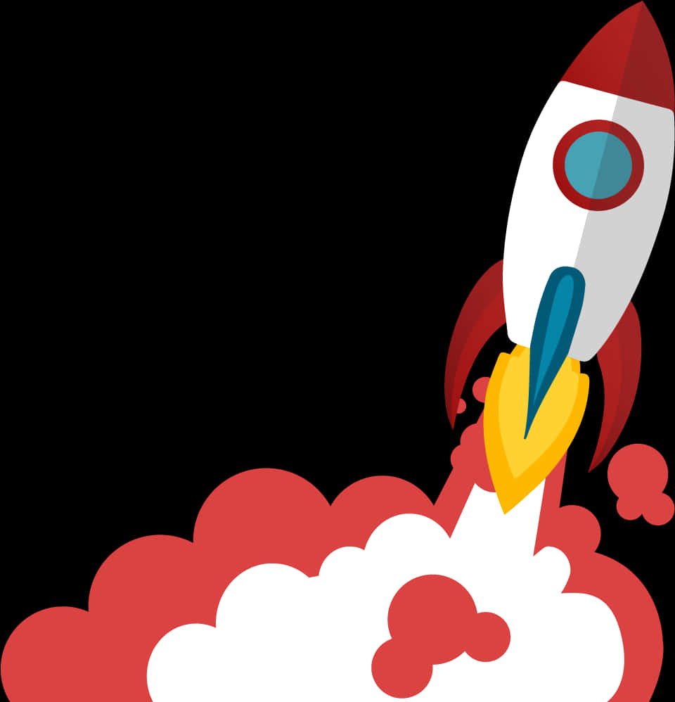 Cartoon Rocket Launch PNG Image