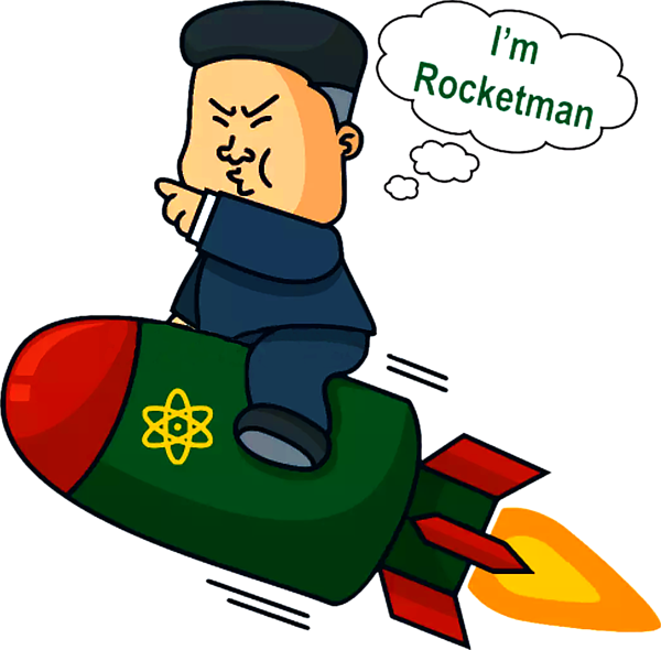 Cartoon Rocketman Riding Missile PNG Image