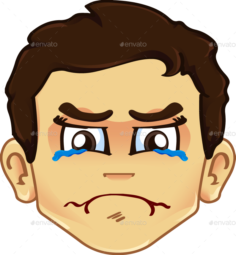 Cartoon Sad Boy Crying Face PNG Image