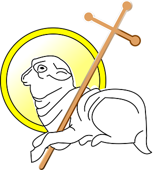 Cartoon Saint Kneeling With Cross PNG Image