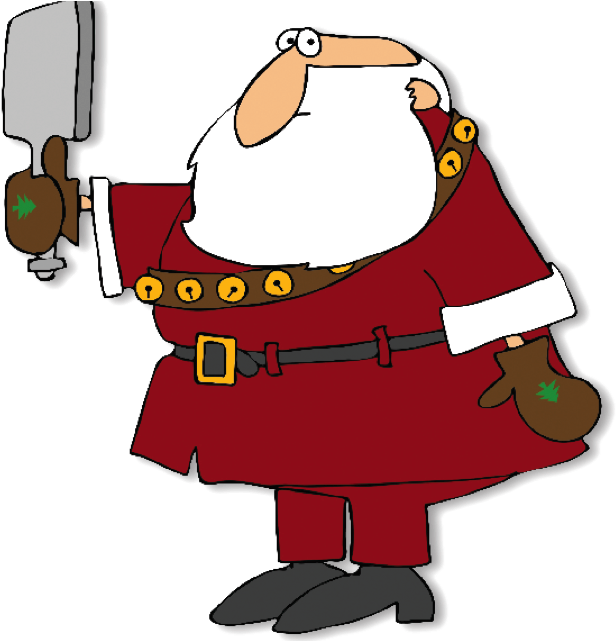 Cartoon Santa Clauswith Hammer PNG Image