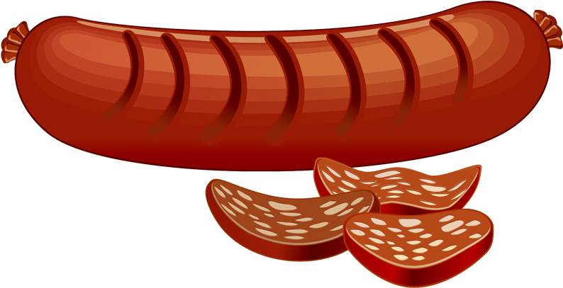 Cartoon Sausageand Slices PNG Image