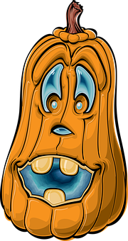 Cartoon Scared Pumpkin Vector PNG Image