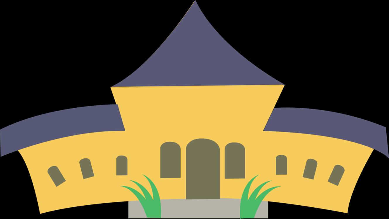 Cartoon School Building Graphic PNG Image