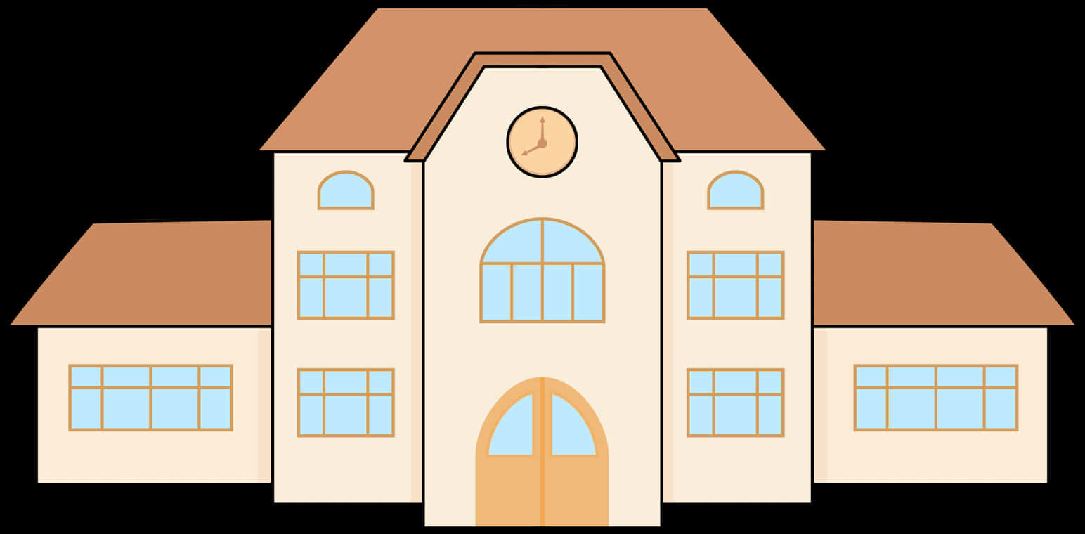 Cartoon School Building PNG Image