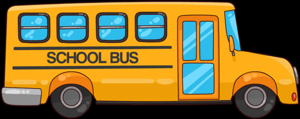 Cartoon School Bus Side View PNG Image