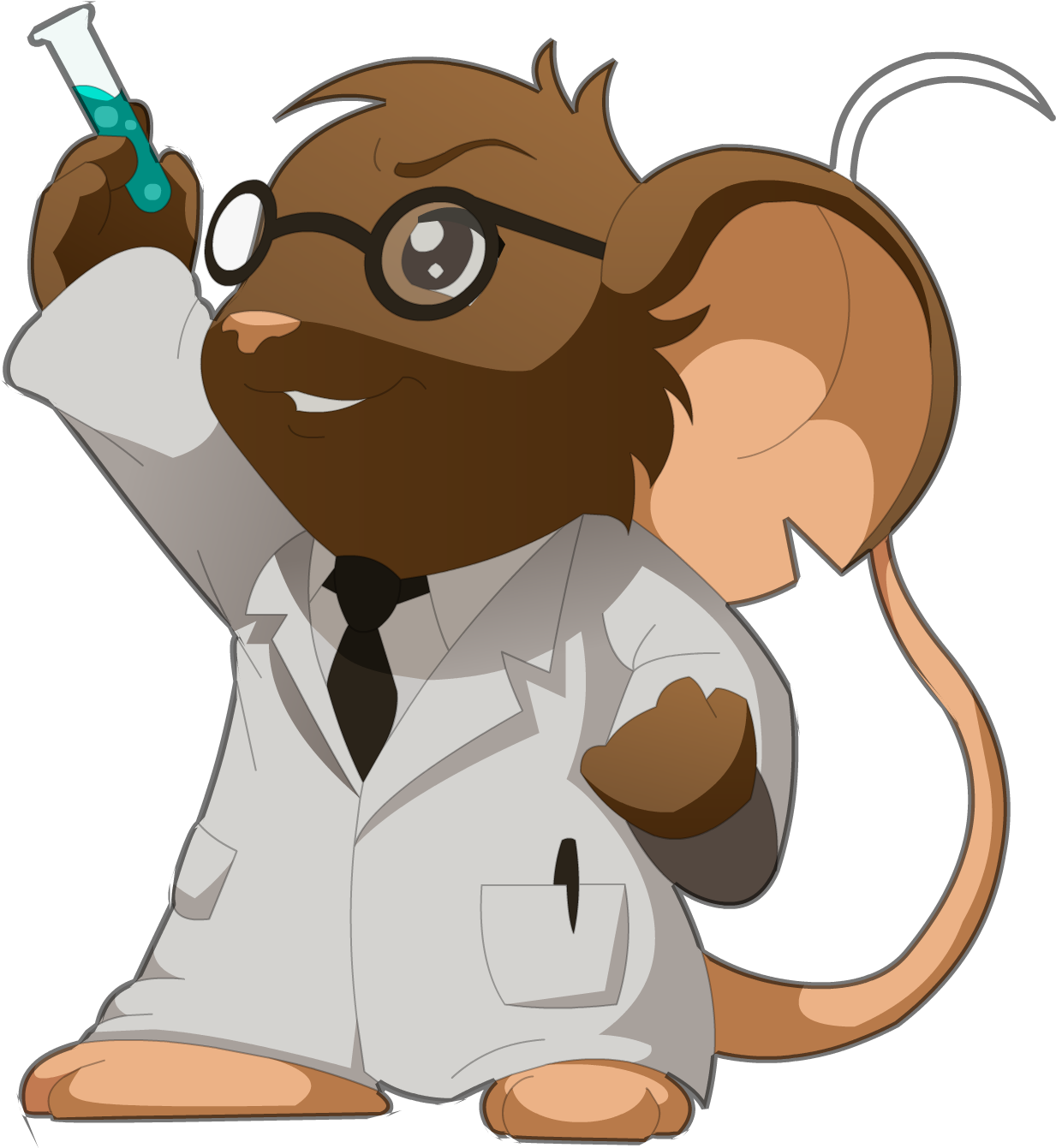 Cartoon Scientist Mouse Holding Test Tube PNG Image