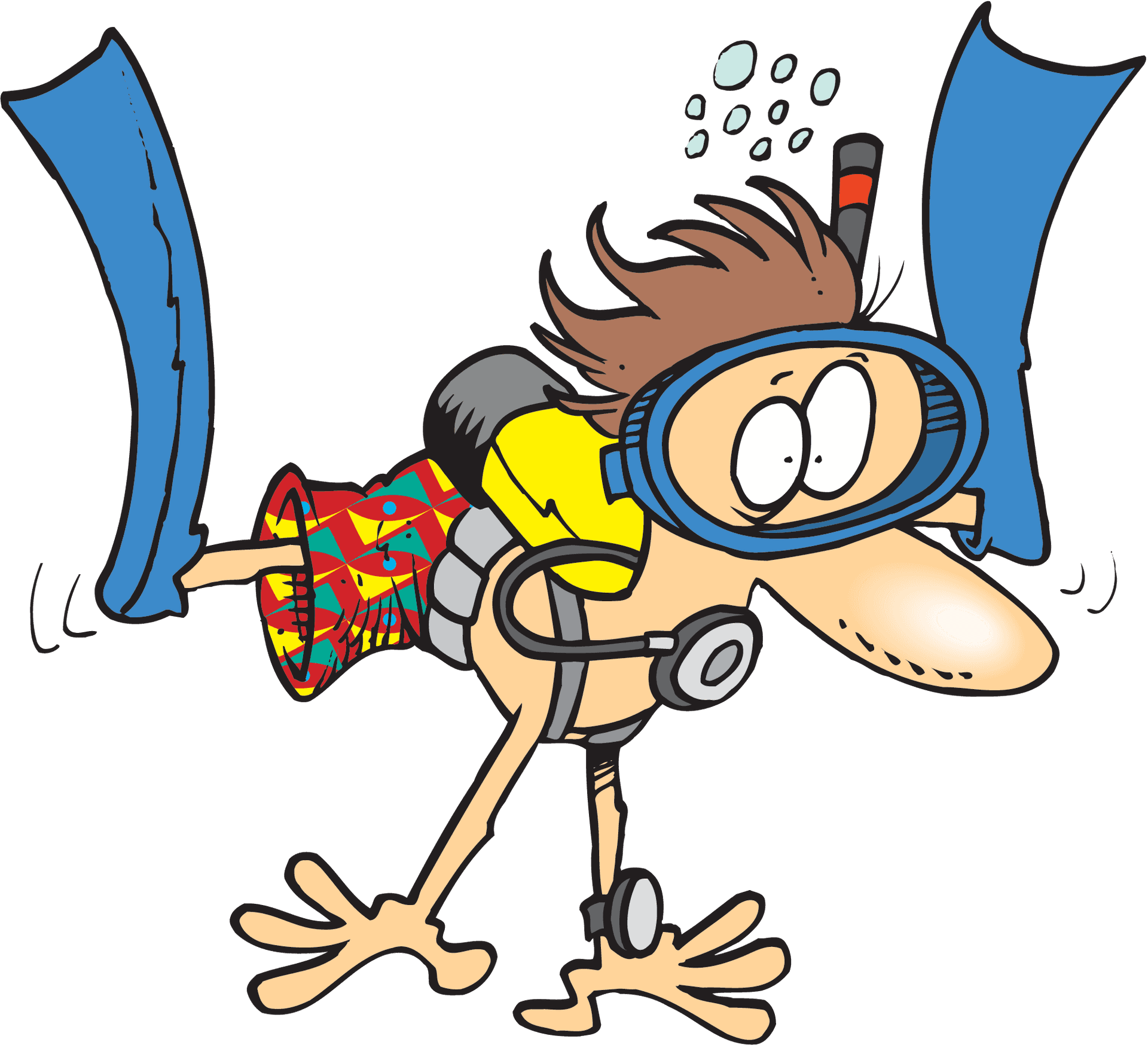 Cartoon Scuba Diver Illustration PNG Image