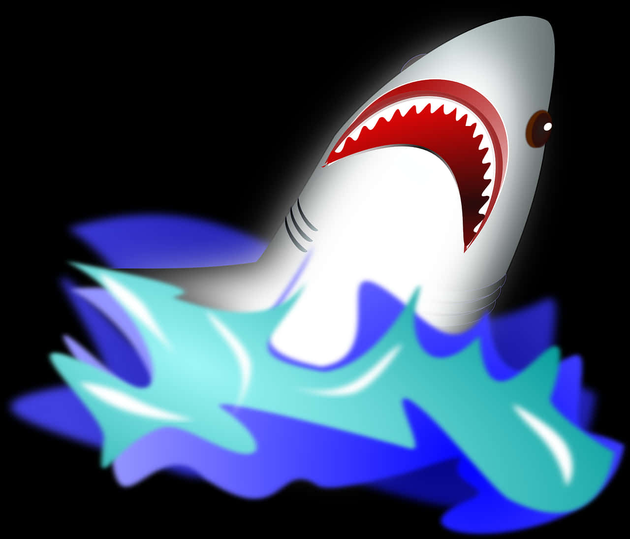 Cartoon Shark Emerging From Water PNG Image