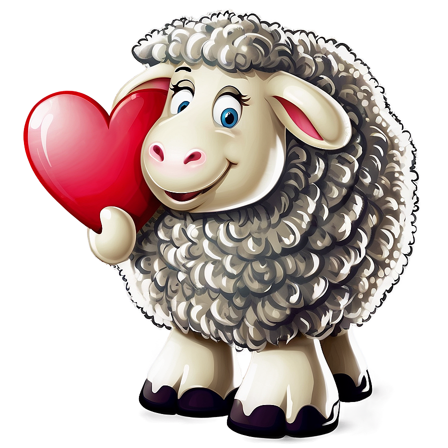 Cartoon Sheep With Heart Png 06272024 PNG Image