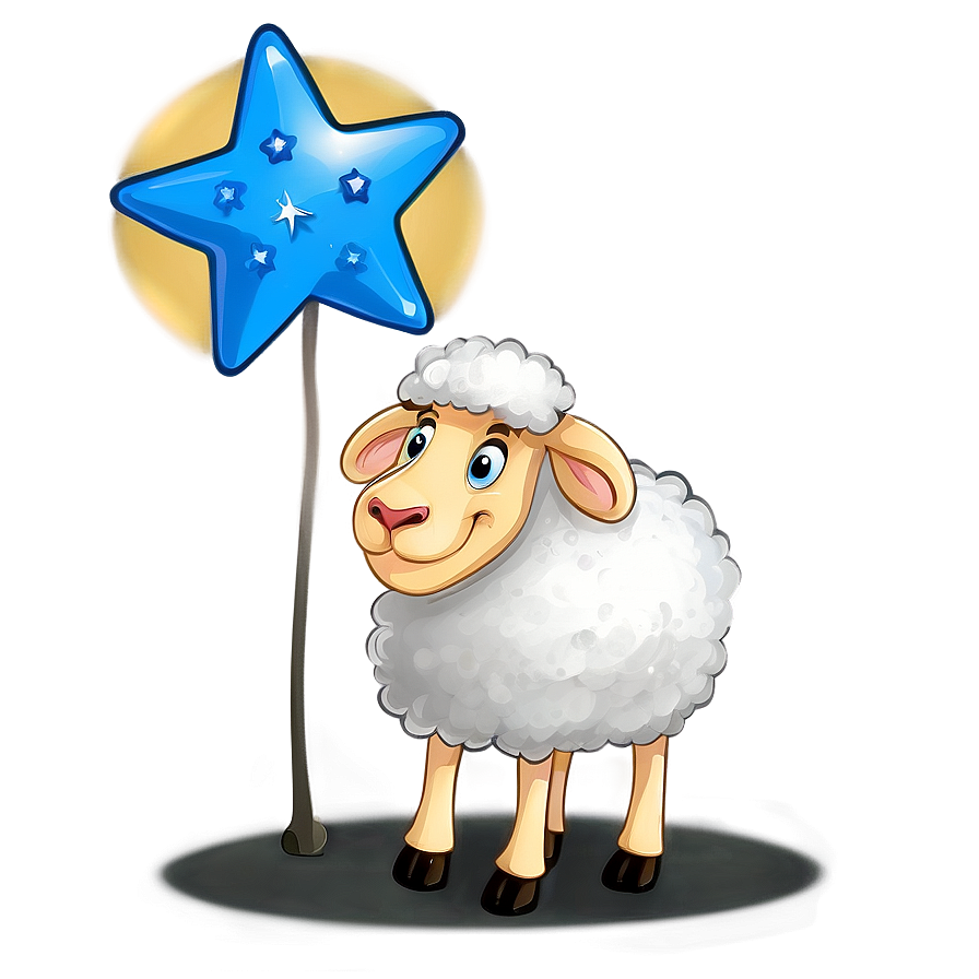 Cartoon Sheep With Star Png Iyb PNG Image