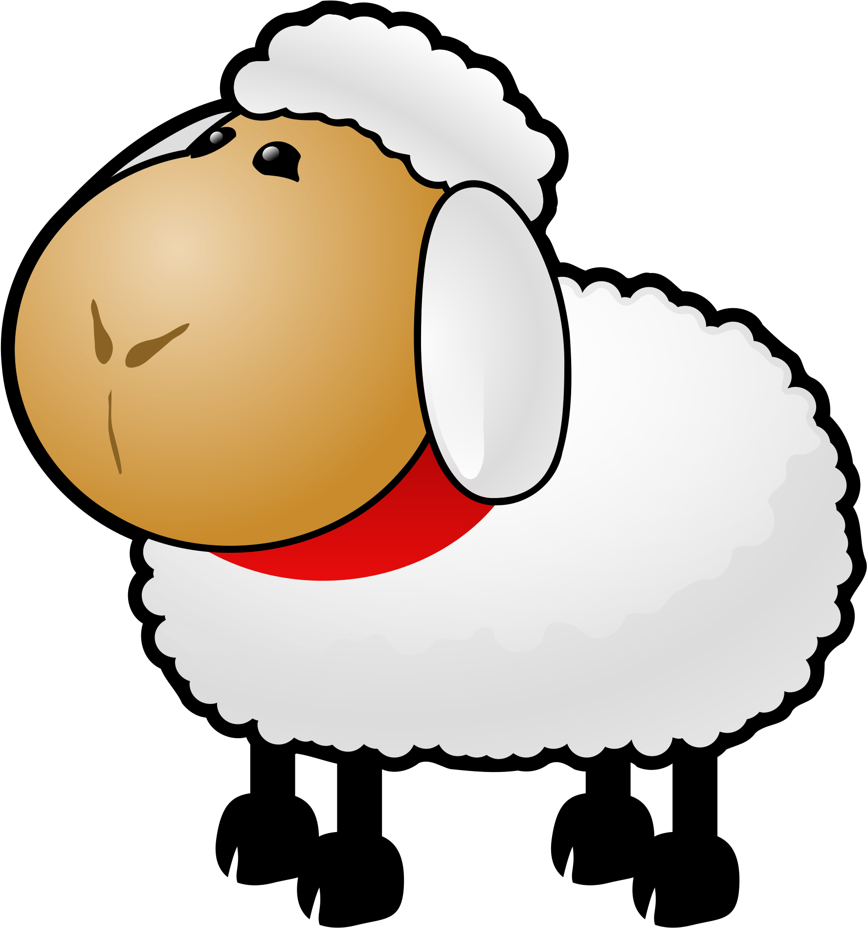 Cartoon Sheepwith Red Collar PNG Image