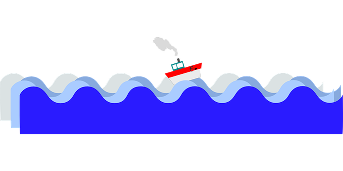 Cartoon Ship Sailing Night Sea PNG Image