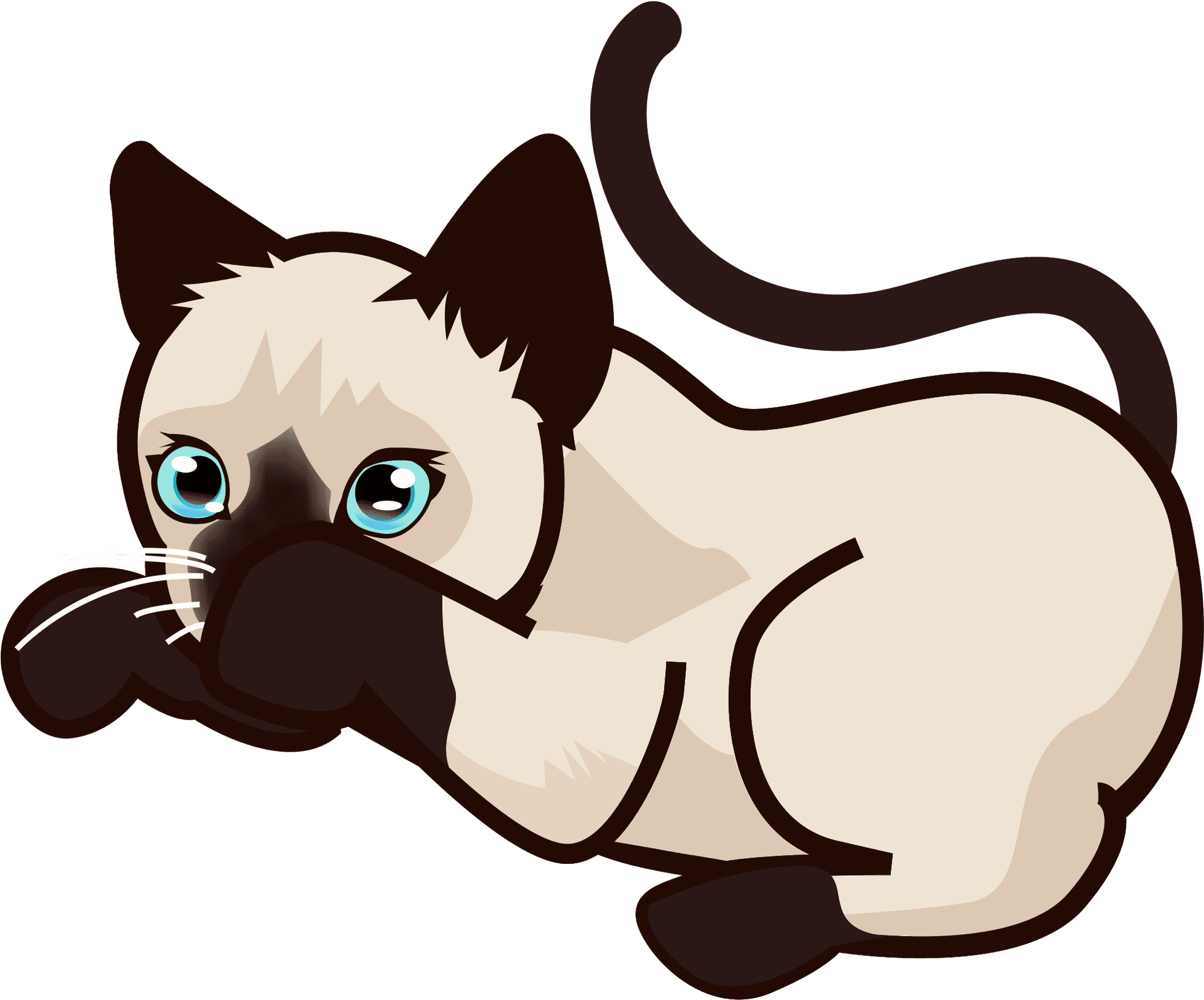 Cartoon Siamese Cat Illustration PNG Image