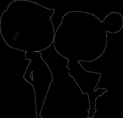 Cartoon Silhouette Kiss PNG Image