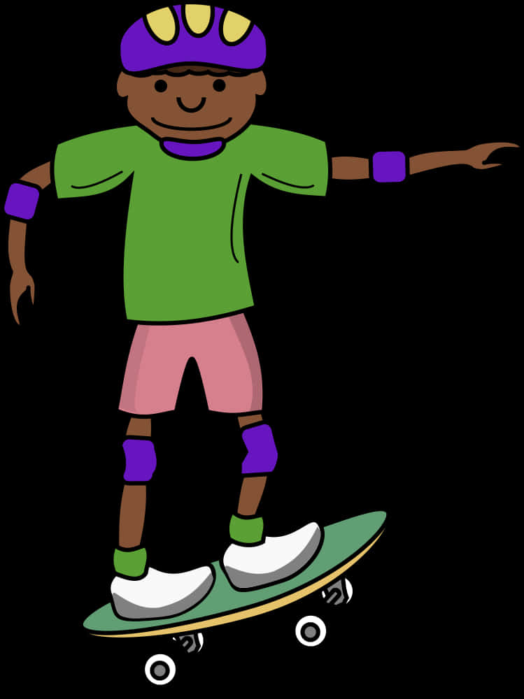 Cartoon Skateboarder Balancing PNG Image