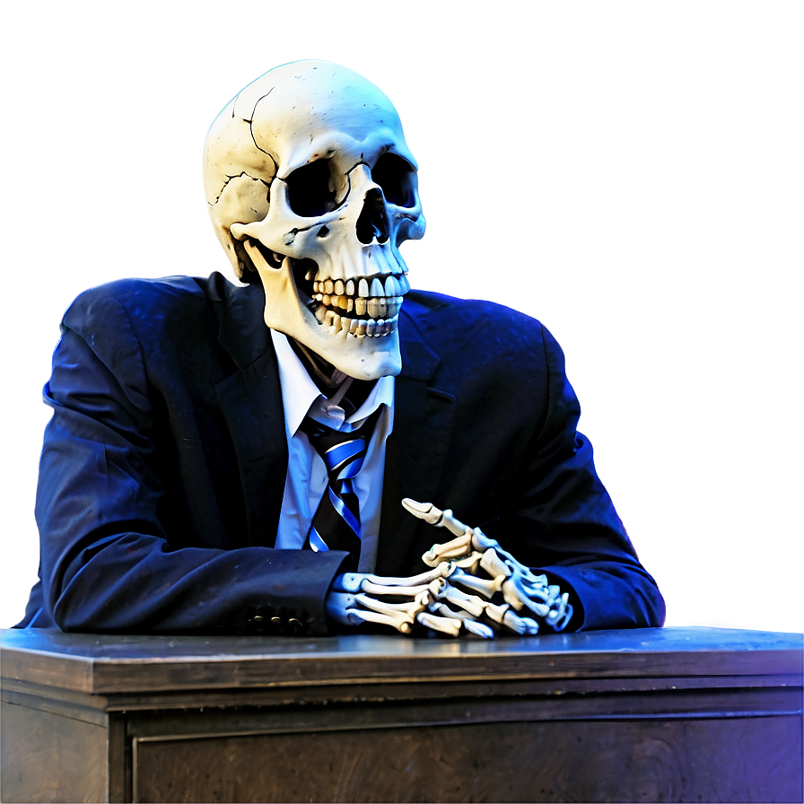 Cartoon Skeleton At Desk Png 06262024 PNG Image