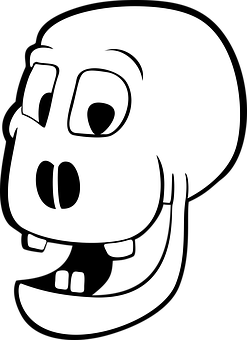 Cartoon Skeleton Head Graphic PNG Image