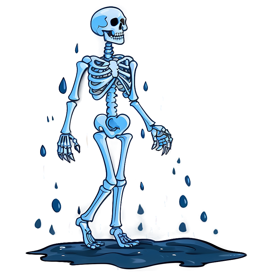 Cartoon Skeleton In Rain Png Fde PNG Image