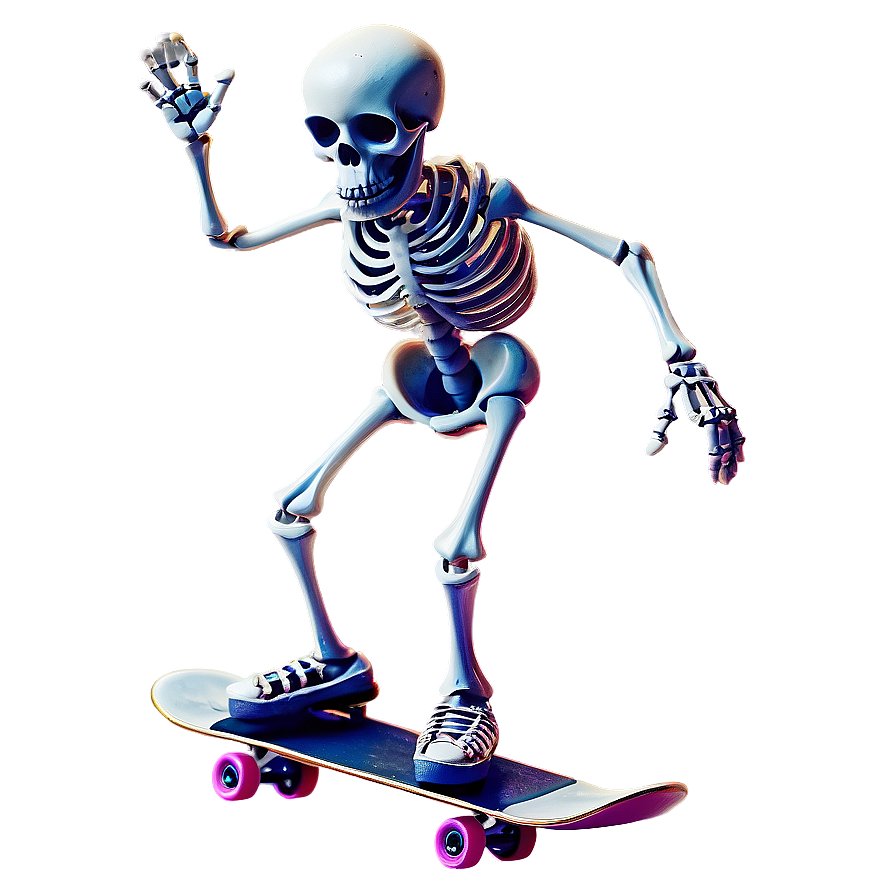 Cartoon Skeleton On Skateboard Png Mcu8 PNG Image