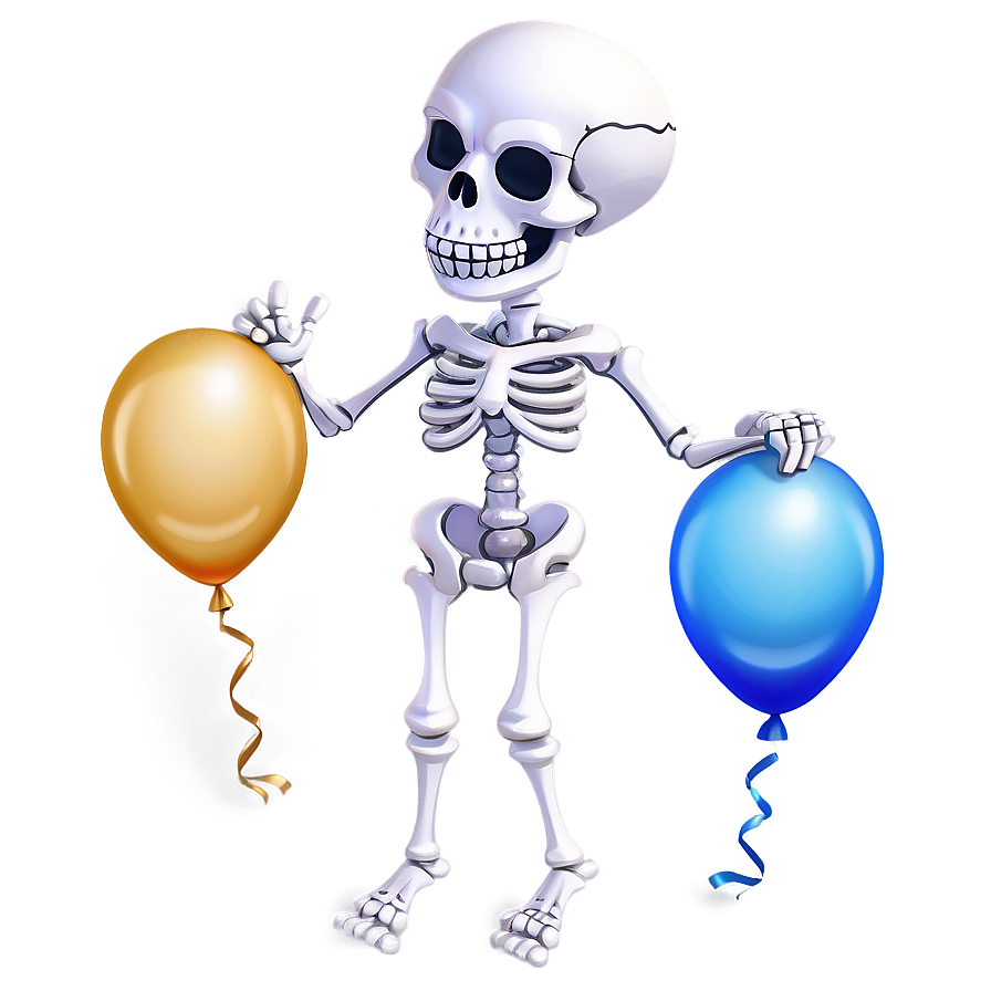 Cartoon Skeleton With Balloons Png Eyo28 PNG Image