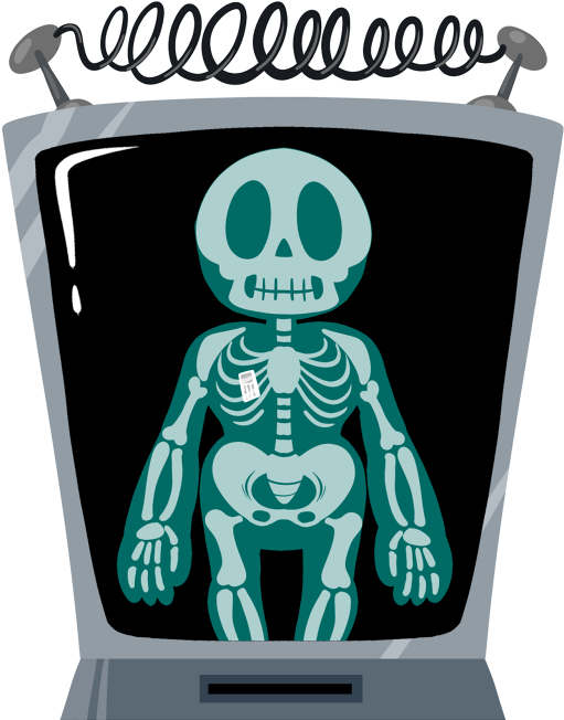 Cartoon Skeleton Xray Machine PNG Image